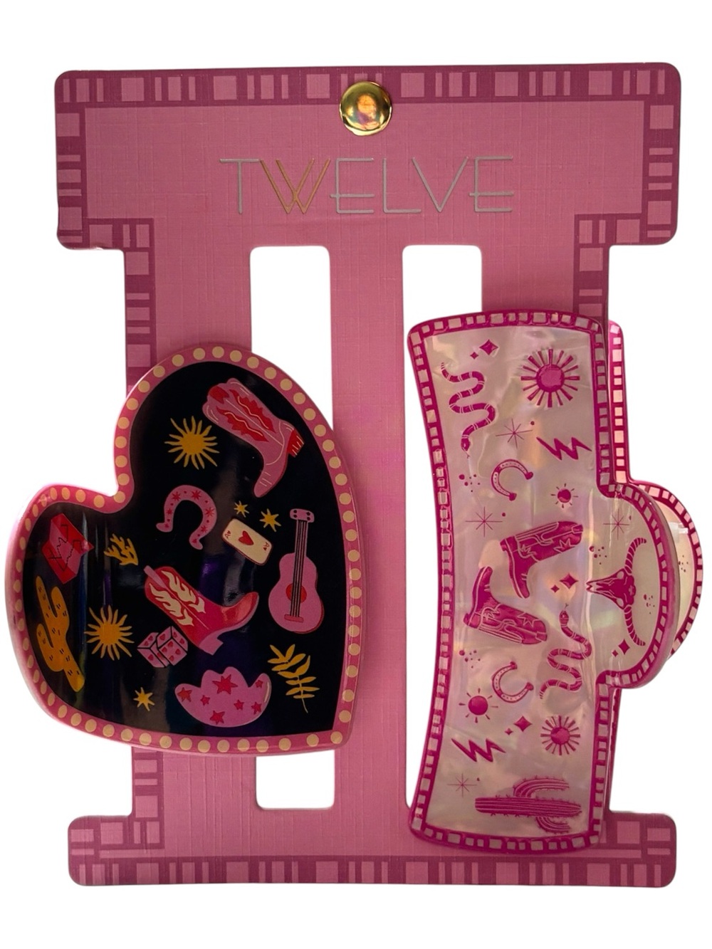 NWT• Twelve Cowgirl motif set of 2 Hair Clips